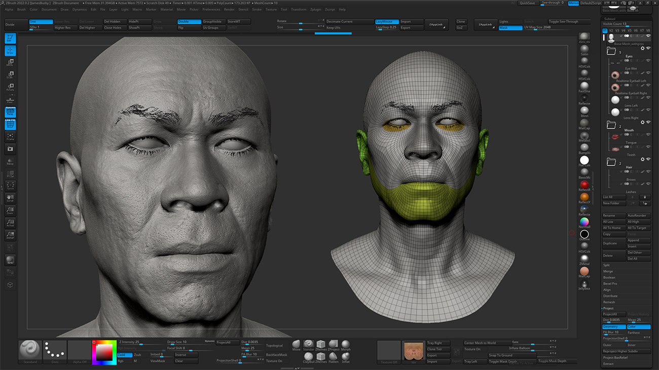 Realistic head sculpt in Zbrush